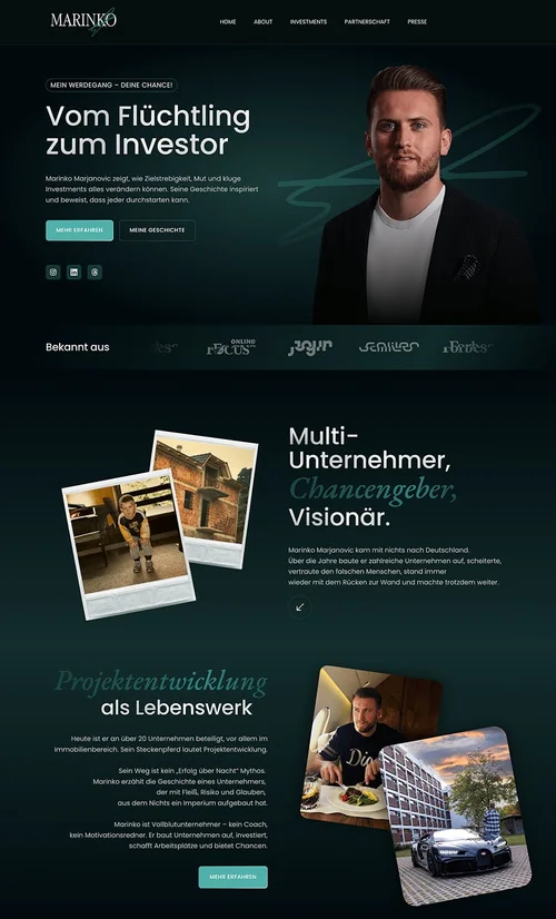 Persönliche Webseite eines Unternehmers und Investors