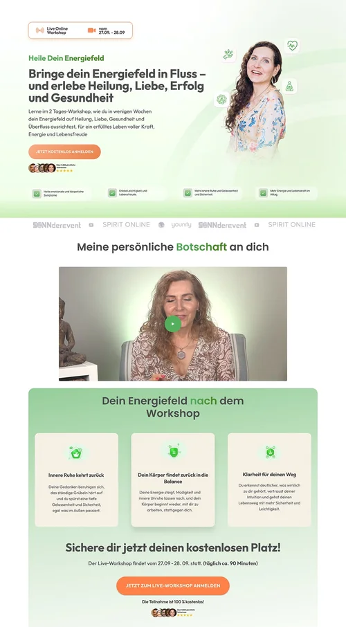 Anmeldeseite für einen Online-Workshop