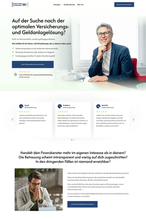 Webseite für eine Versicherungs- und Finanzberatung